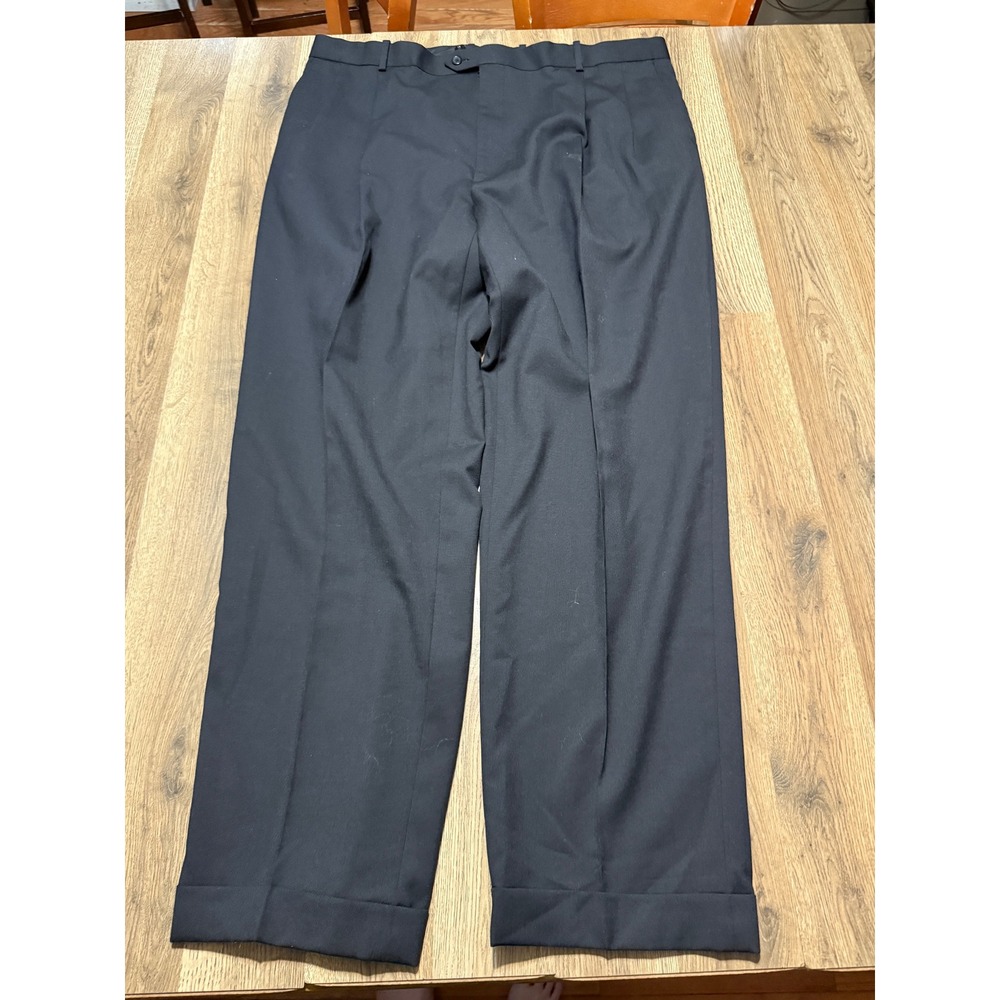 Versini Dress Pants Mens 43 Long Black Adult Pleated 100% Wool Excellent